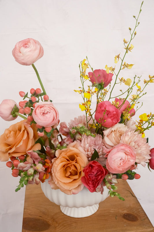 Cora | Pink, Coral & Yellow Garden Arrangement