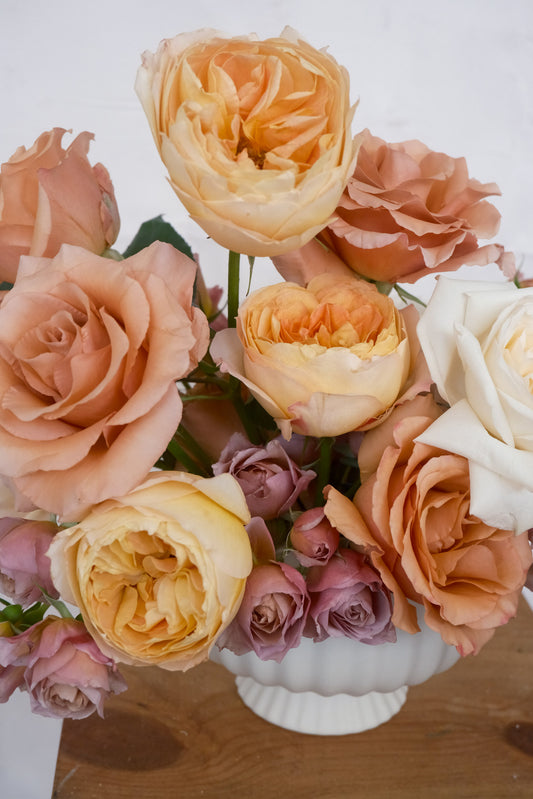 Rose Garden | Yellow & Blush Garden Rose Arrangement