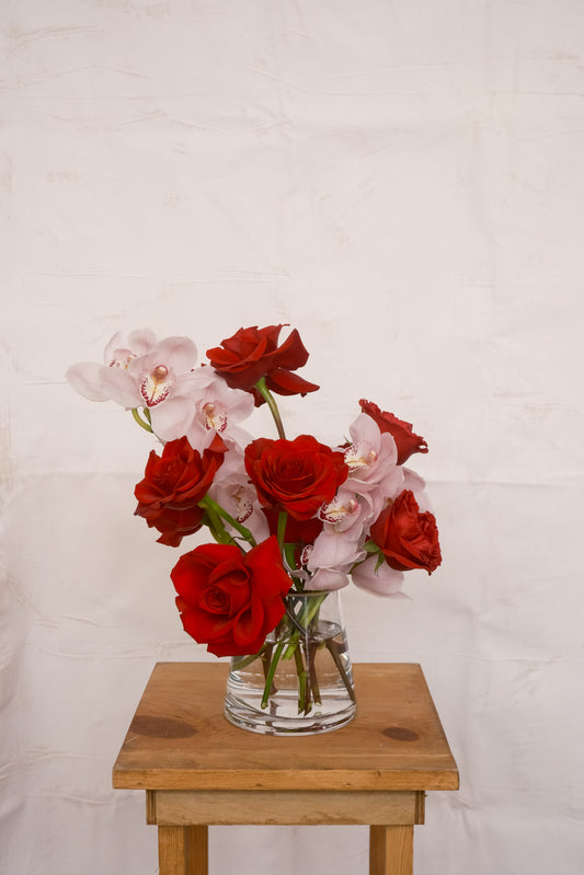 Petit Vera | Red Rose & Pink Orchid Arrangement